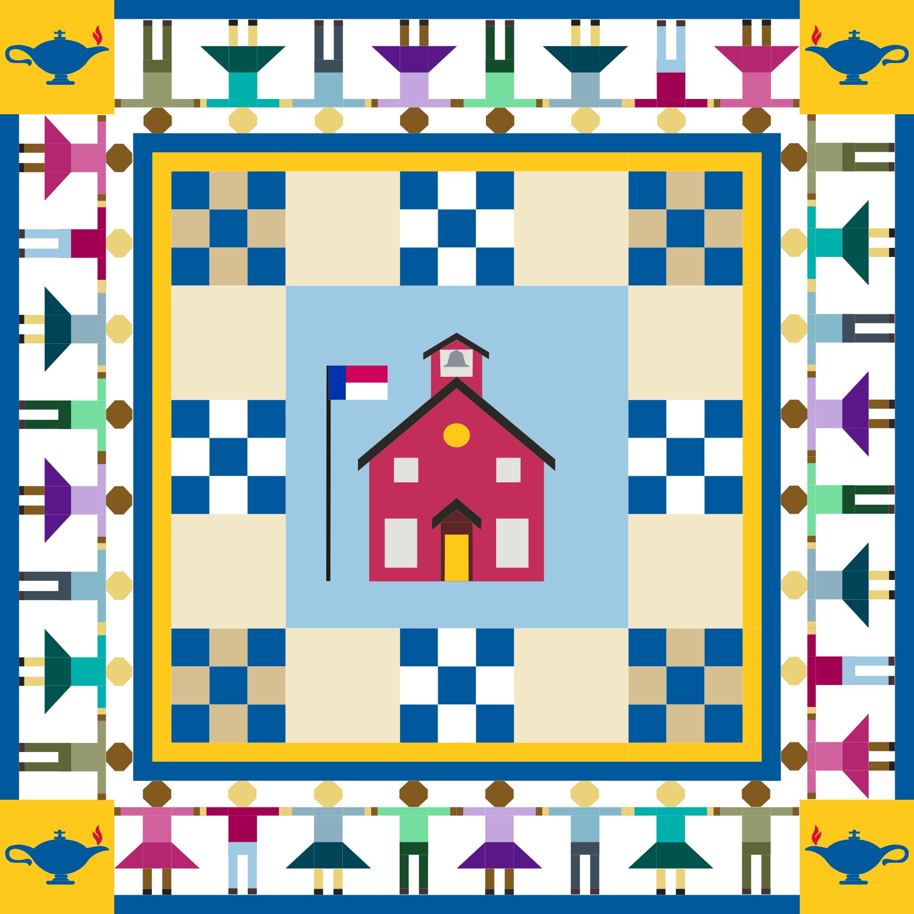 image of quilt block called Teaching and Learning Hand in Hand